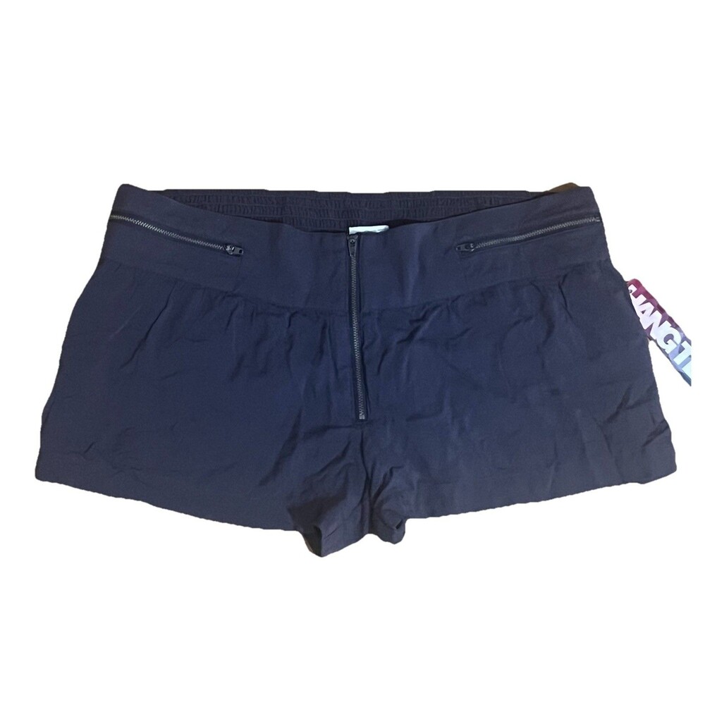 Hang Ten Ladies Shorts Navy Blue Zipper Accents Beach Surf 3” Inseam Sz XL